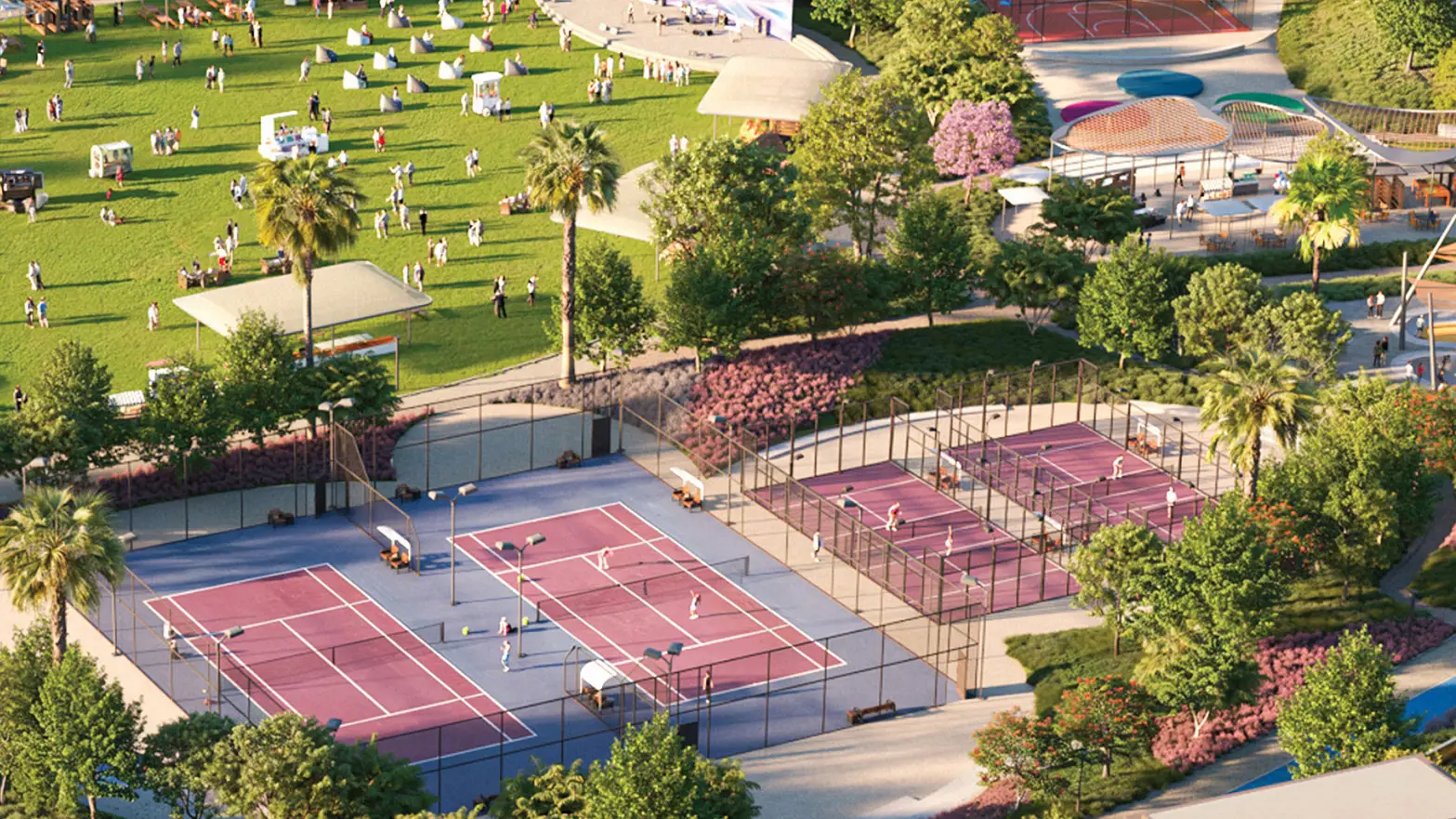Sports courts, Nad Al Sheba Gardens (developer rendering)