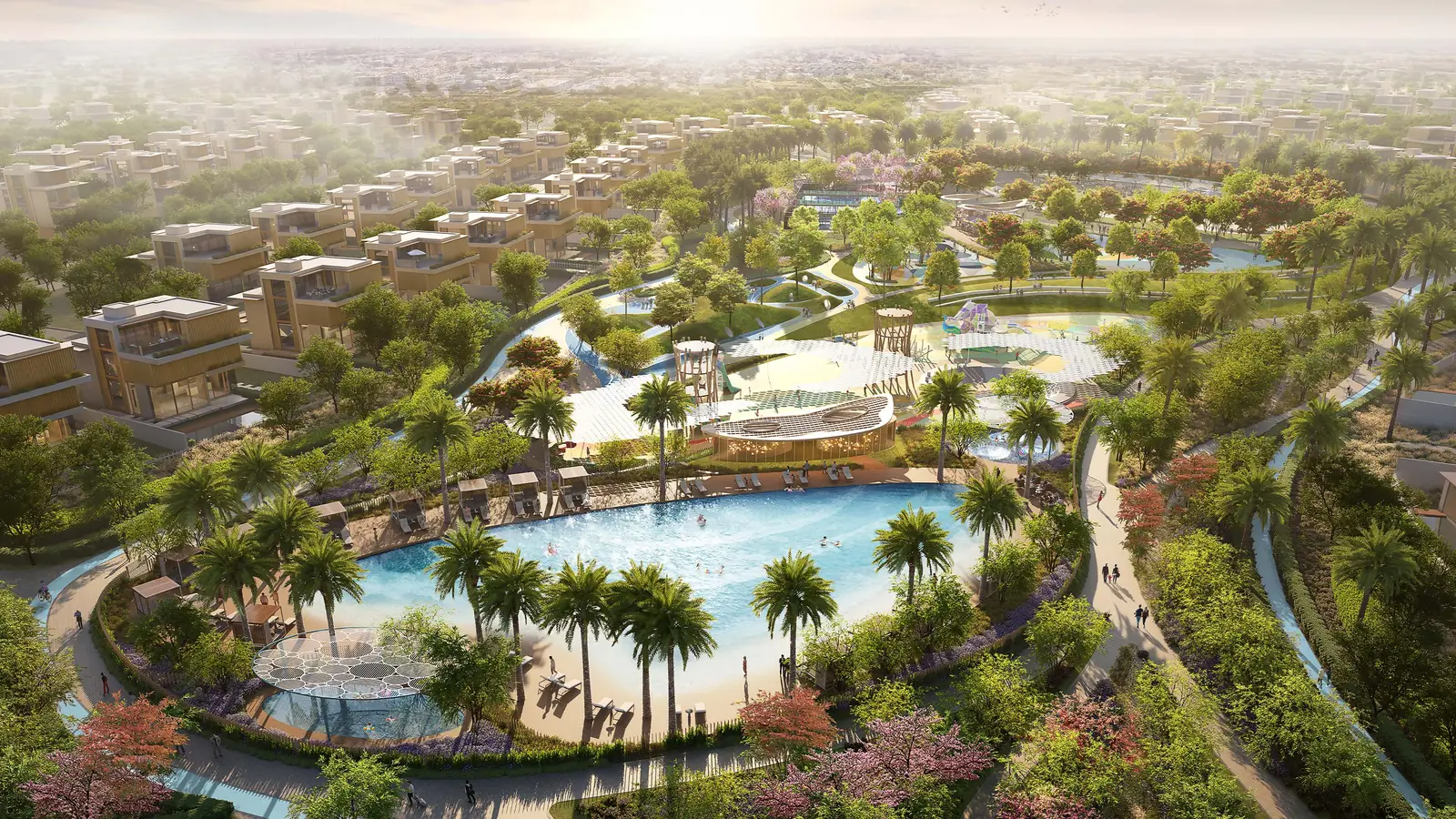 Wave pool, Nad Al Sheba Gardens (developer rendering)